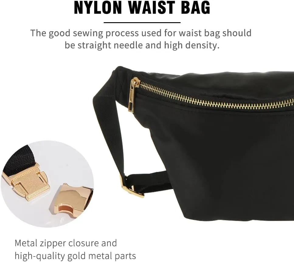 Adjustable Waist Pack Bag Water Resistant (Black)