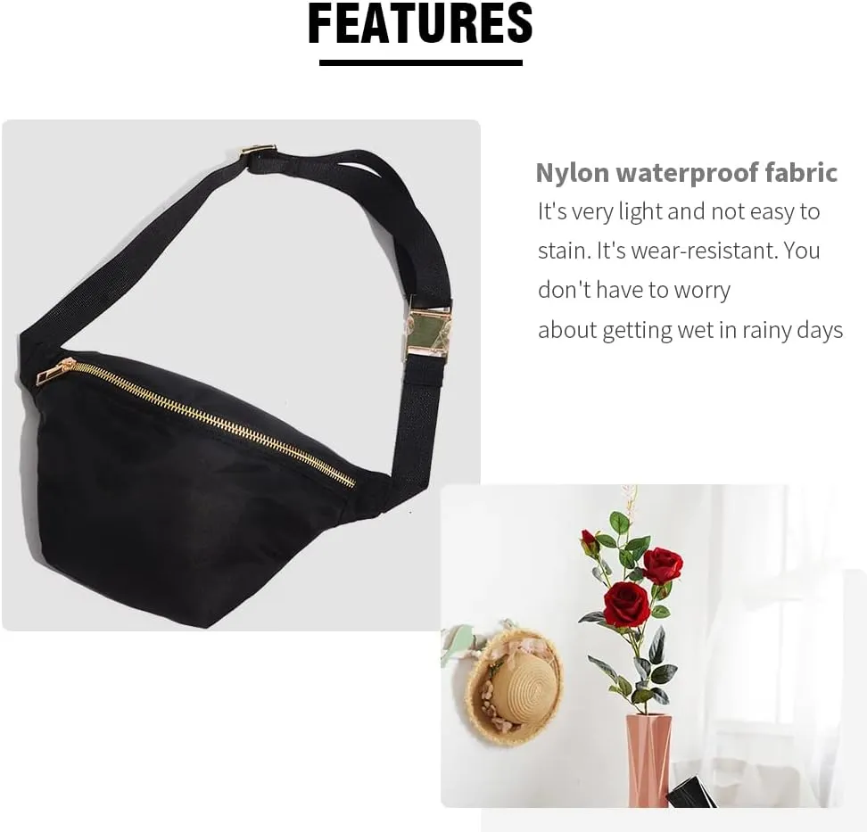 Adjustable Waist Pack Bag Water Resistant (Black)