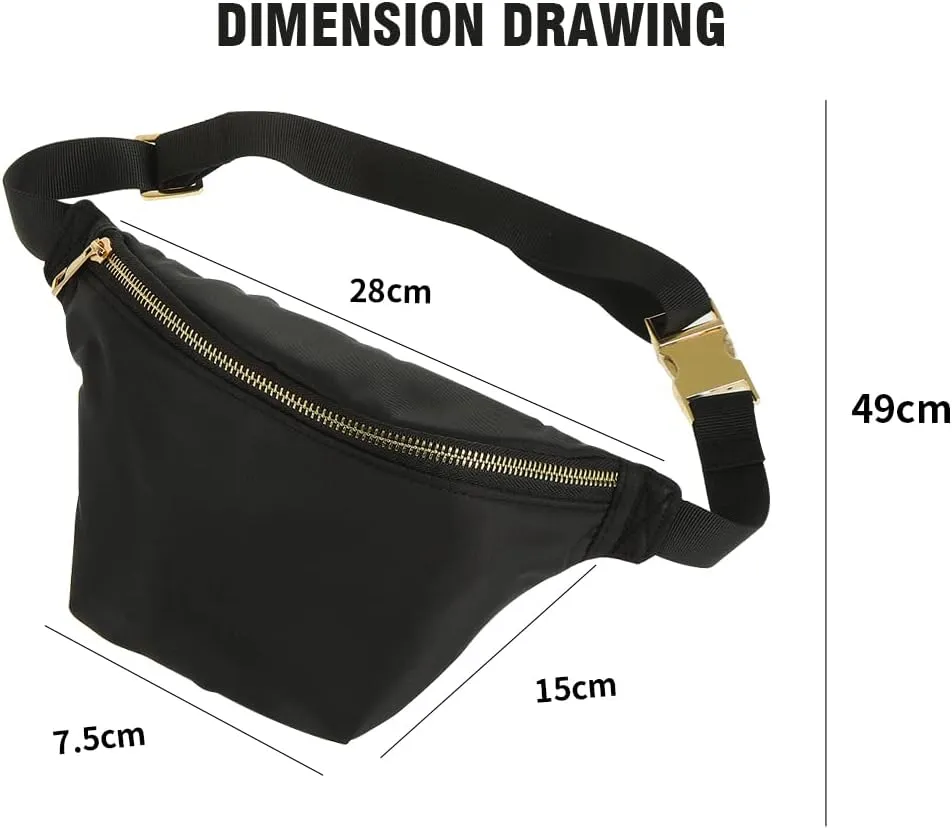 Adjustable Waist Pack Bag Water Resistant (Black)