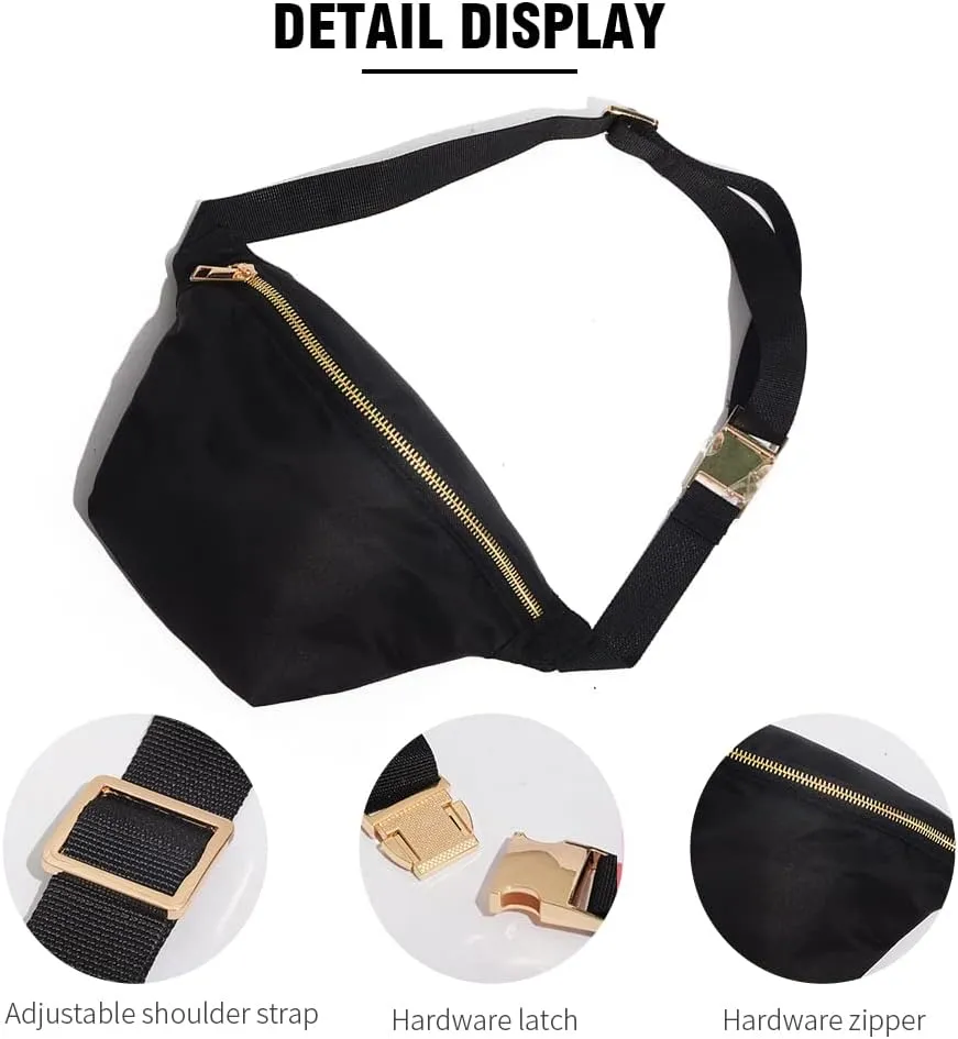 Adjustable Waist Pack Bag Water Resistant (Black)