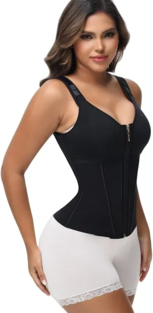Adori Waist Trainer Corset, Women's Sports Body Shaping Vest with Zipper Steel Boned Adjustable Shoulder Strap
