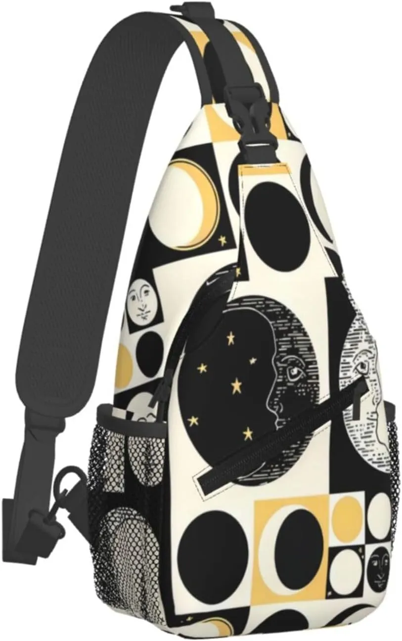 Aesthetic Grunge Eclipse Planet Stars Cosmos Galaxycrossbody Bag, Adjustable Shoulder Strap Chest Bag, Sports Travel, Running, Leisure Waist Bag