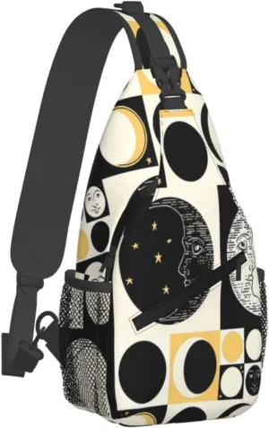 Aesthetic Grunge Eclipse Planet Stars Cosmos Galaxycrossbody Bag, Adjustable Shoulder Strap Chest Bag, Sports Travel, Running, Leisure Waist Bag