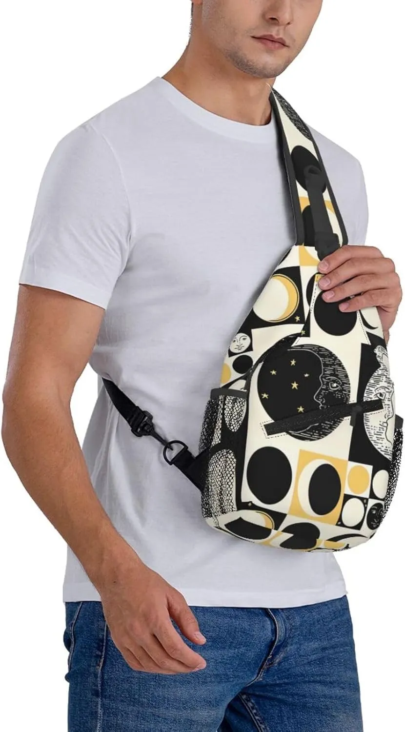 Aesthetic Grunge Eclipse Planet Stars Cosmos Galaxycrossbody Bag, Adjustable Shoulder Strap Chest Bag, Sports Travel, Running, Leisure Waist Bag