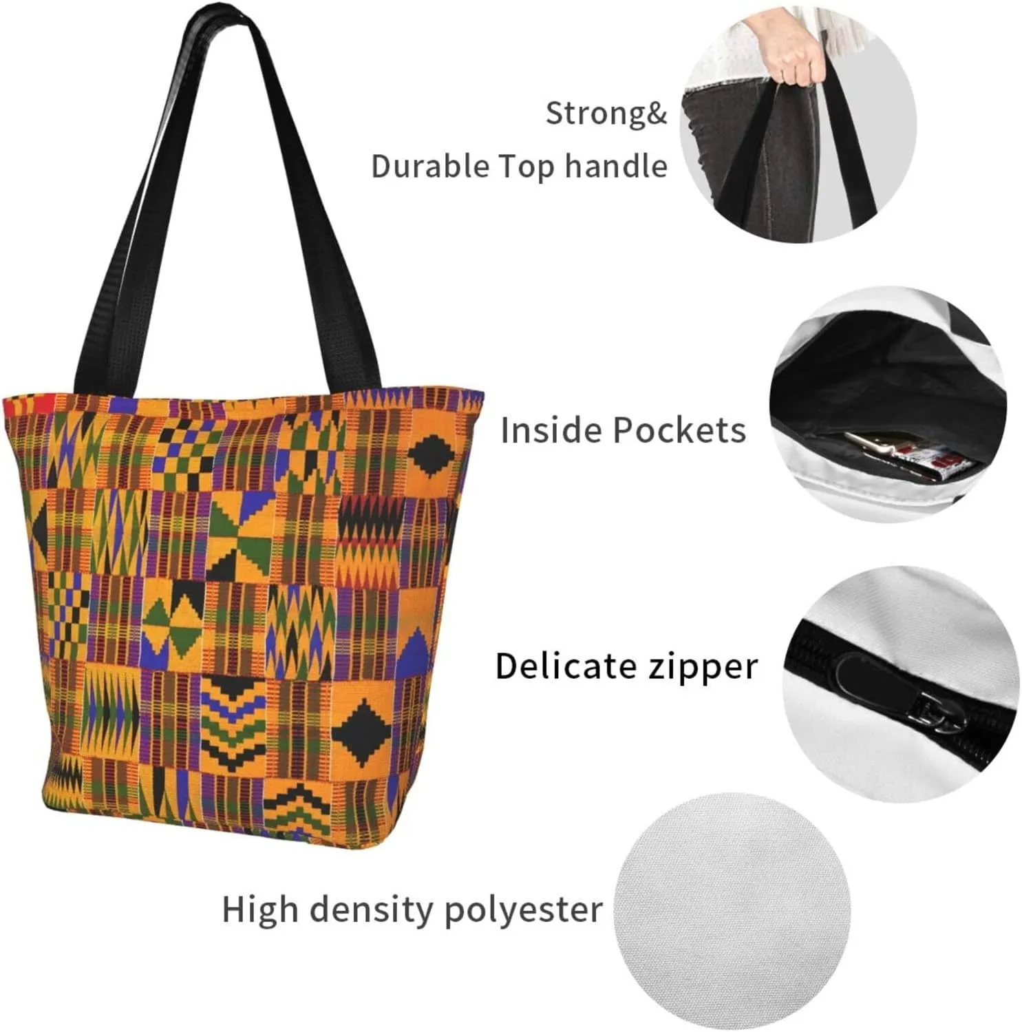African National Patterns Print Shoulder Tote Bag Women'S Large Size Handbag Casual Tote Shopping Bag For Women