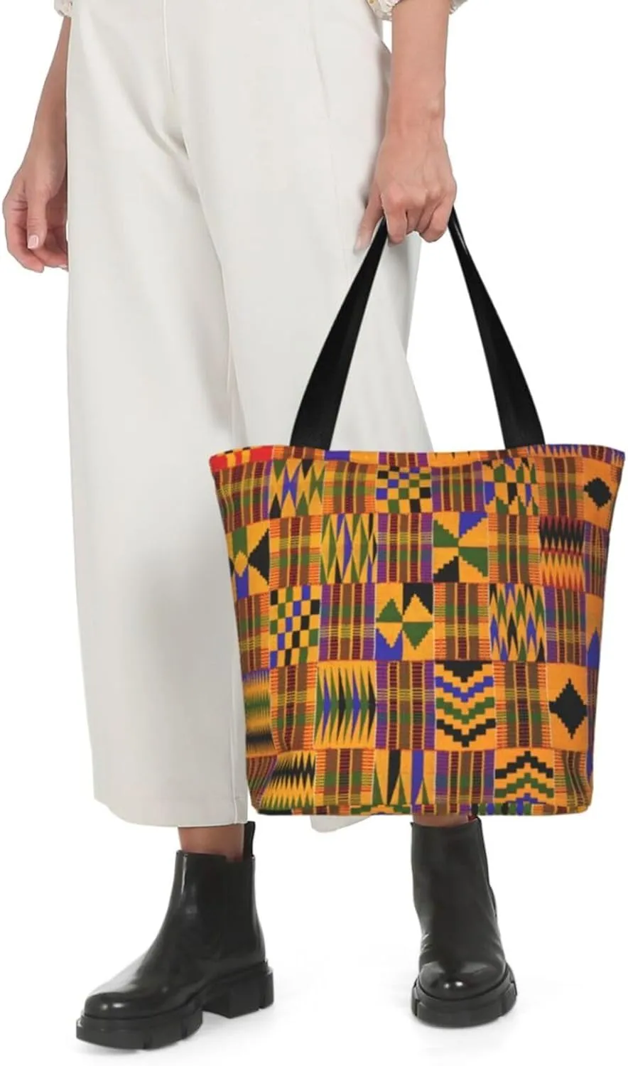 African National Patterns Print Shoulder Tote Bag Women'S Large Size Handbag Casual Tote Shopping Bag For Women