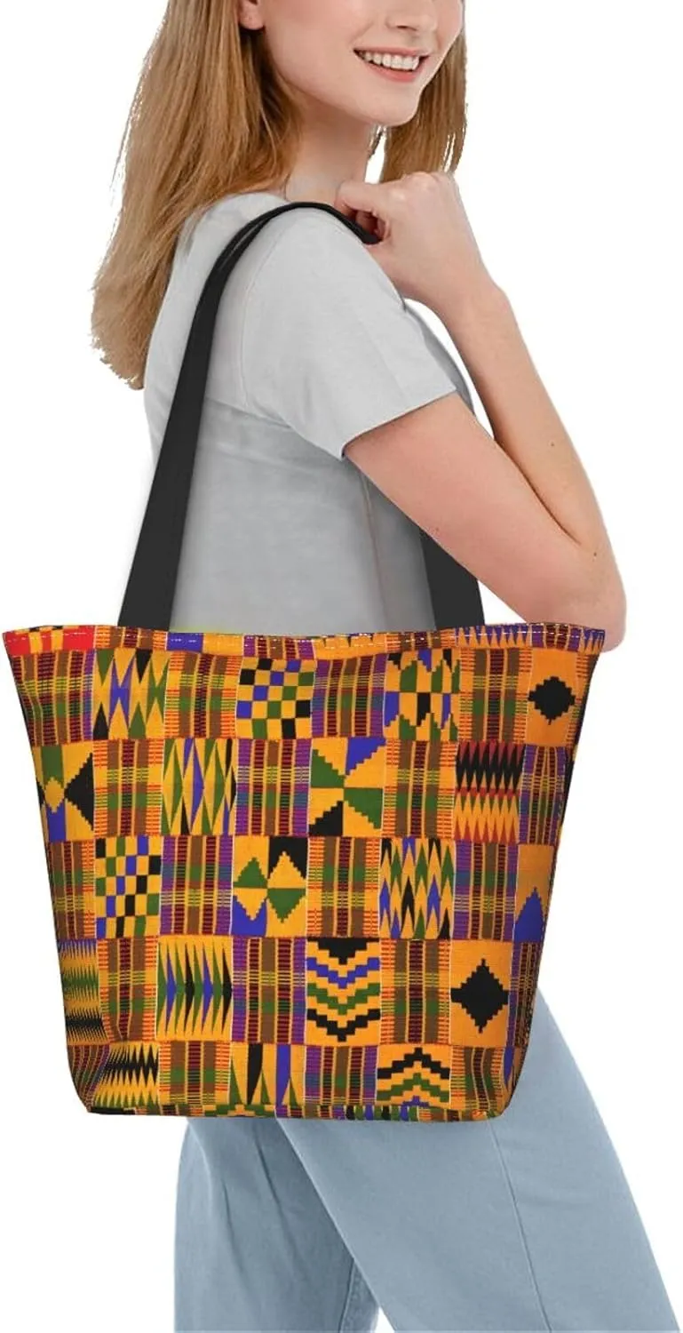 African National Patterns Print Shoulder Tote Bag Women'S Large Size Handbag Casual Tote Shopping Bag For Women