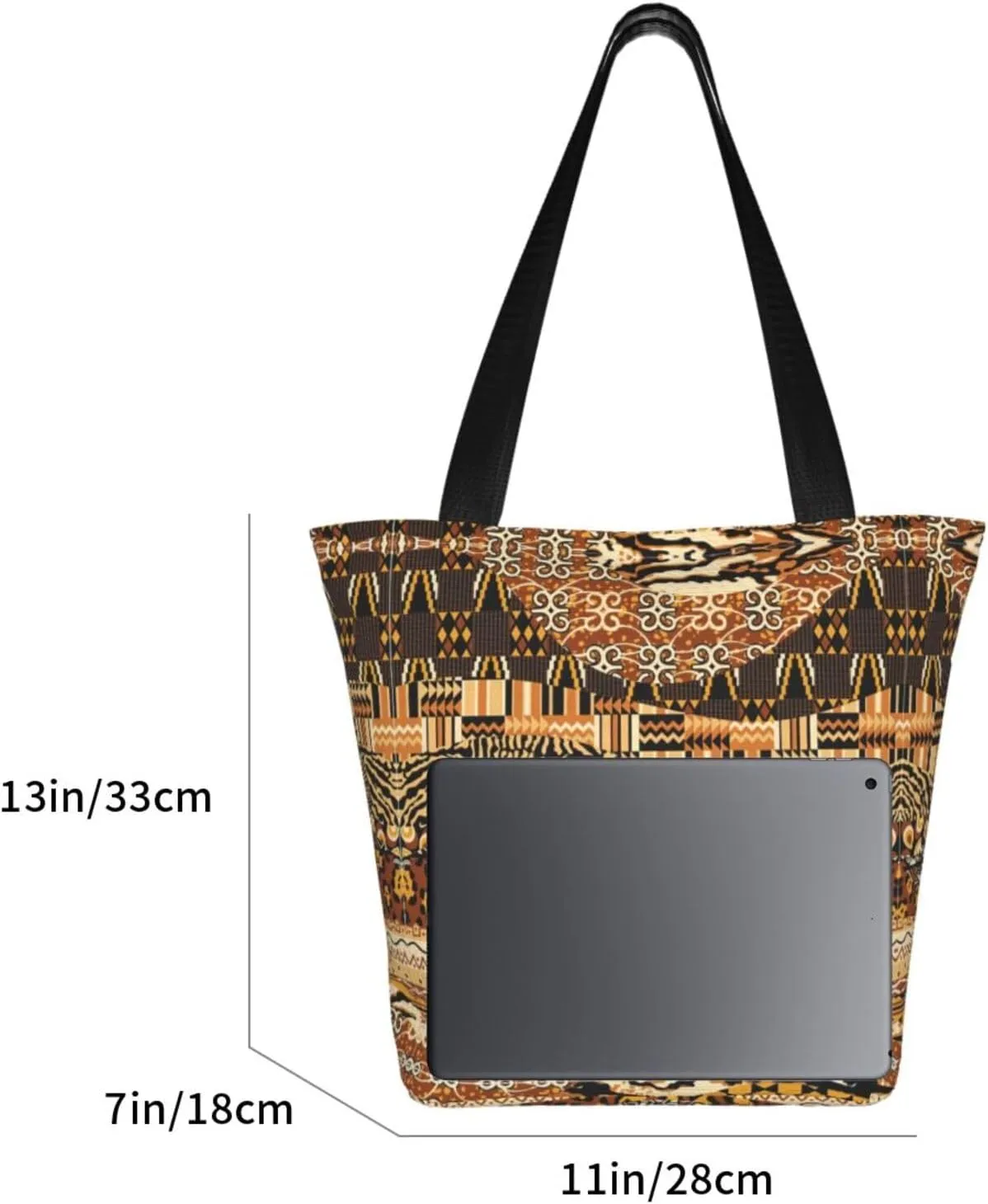 African National Patterns Print Shoulder Tote Bag Women'S Large Size Handbag Casual Tote Shopping Bag For Women