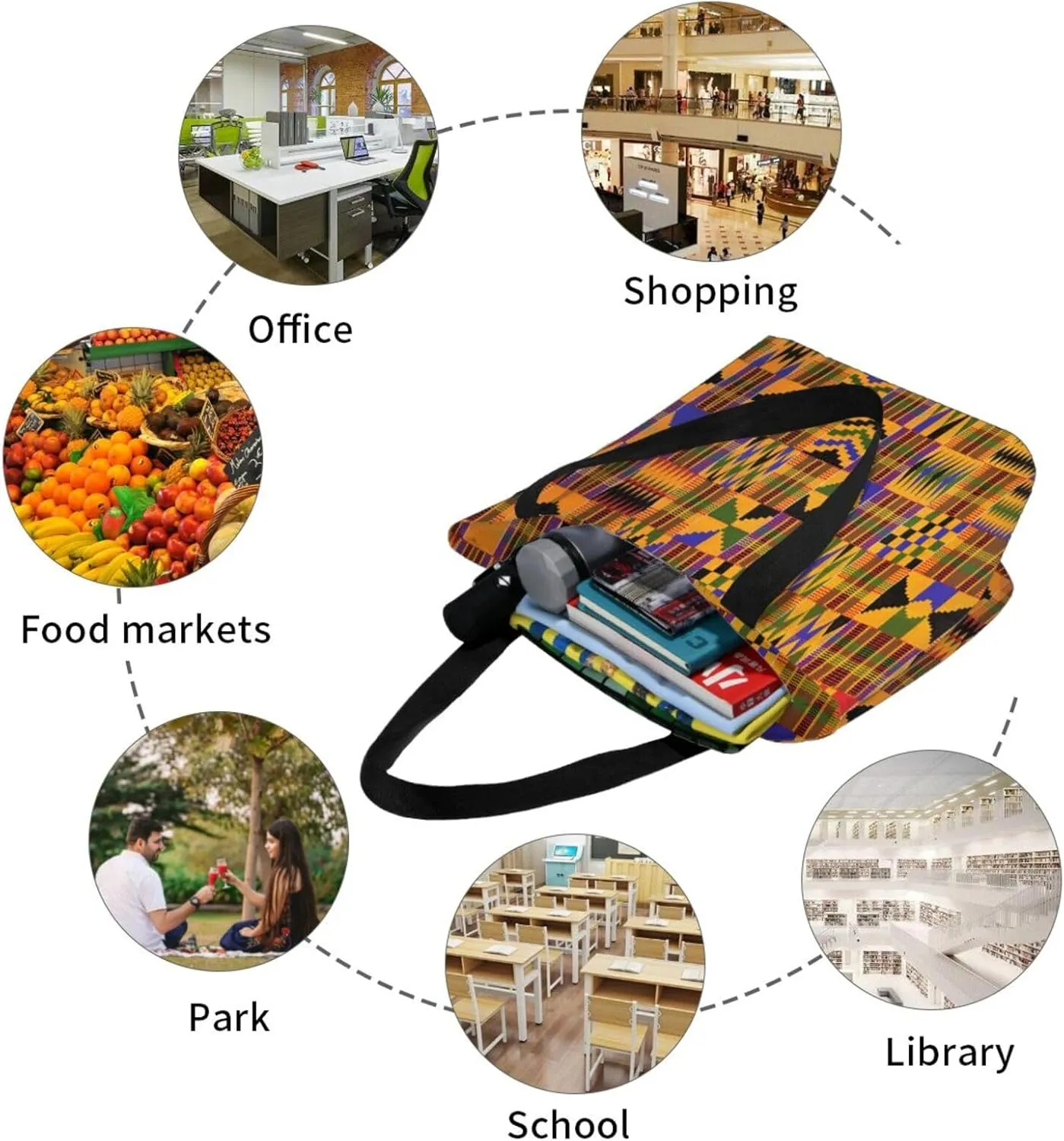 African National Patterns Print Shoulder Tote Bag Women'S Large Size Handbag Casual Tote Shopping Bag For Women