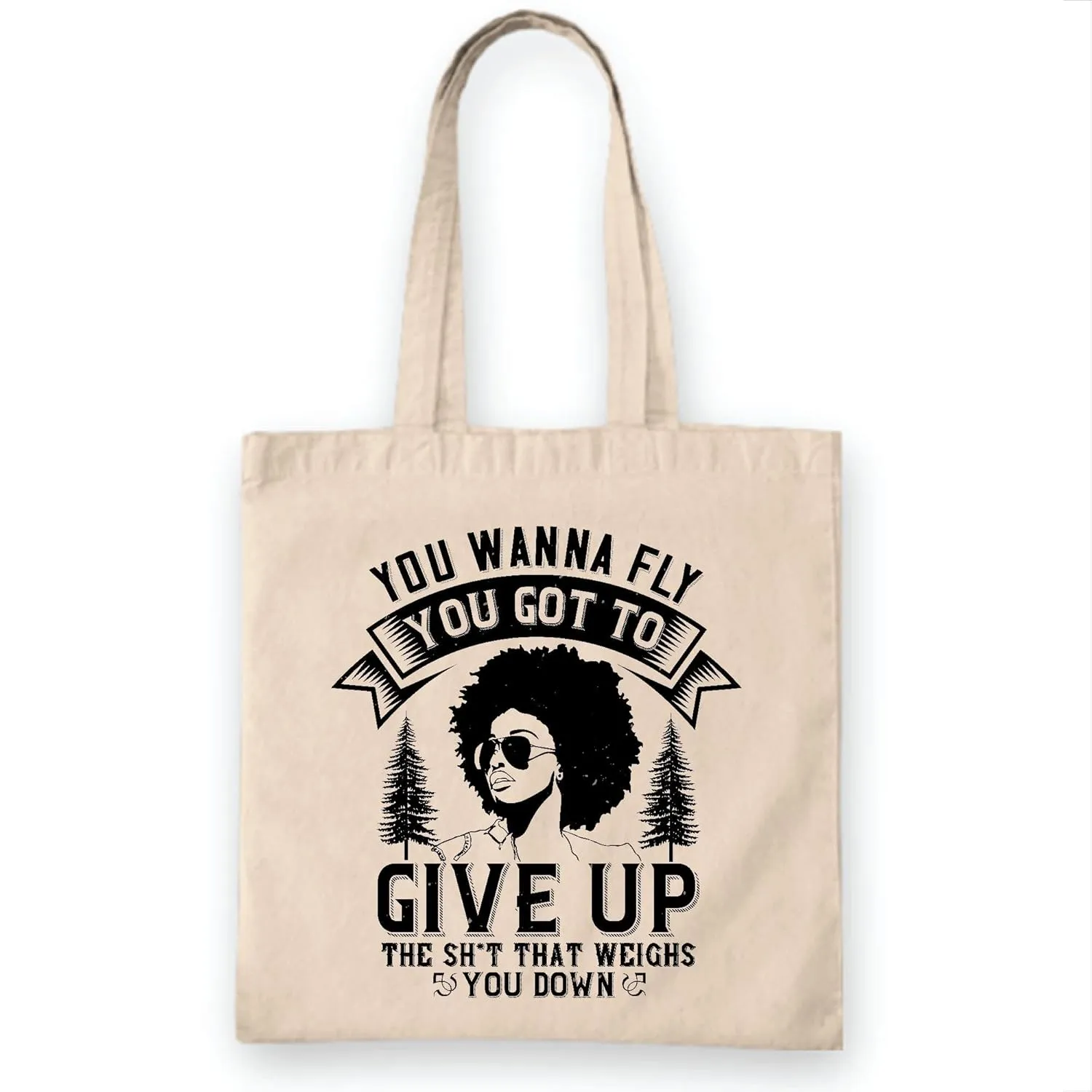 Afro Inspired Gift Who Want to Soar High and Leave All Burdens Behind White Multicolor Canvas Tote Bag