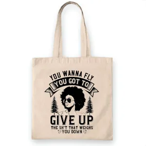 Afro Inspired Gift Who Want to Soar High and Leave All Burdens Behind White Multicolor Canvas Tote Bag