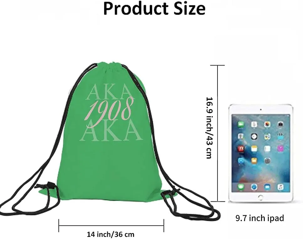 AKA 1908 Drawstring Bags Backpack Bag As Known As Abbreviation Cool Design Art Hip Hop Style Green Pink Color Abstract Sport Gym Sack Drawstring Bag String Bag Yoga Bag for Men Women