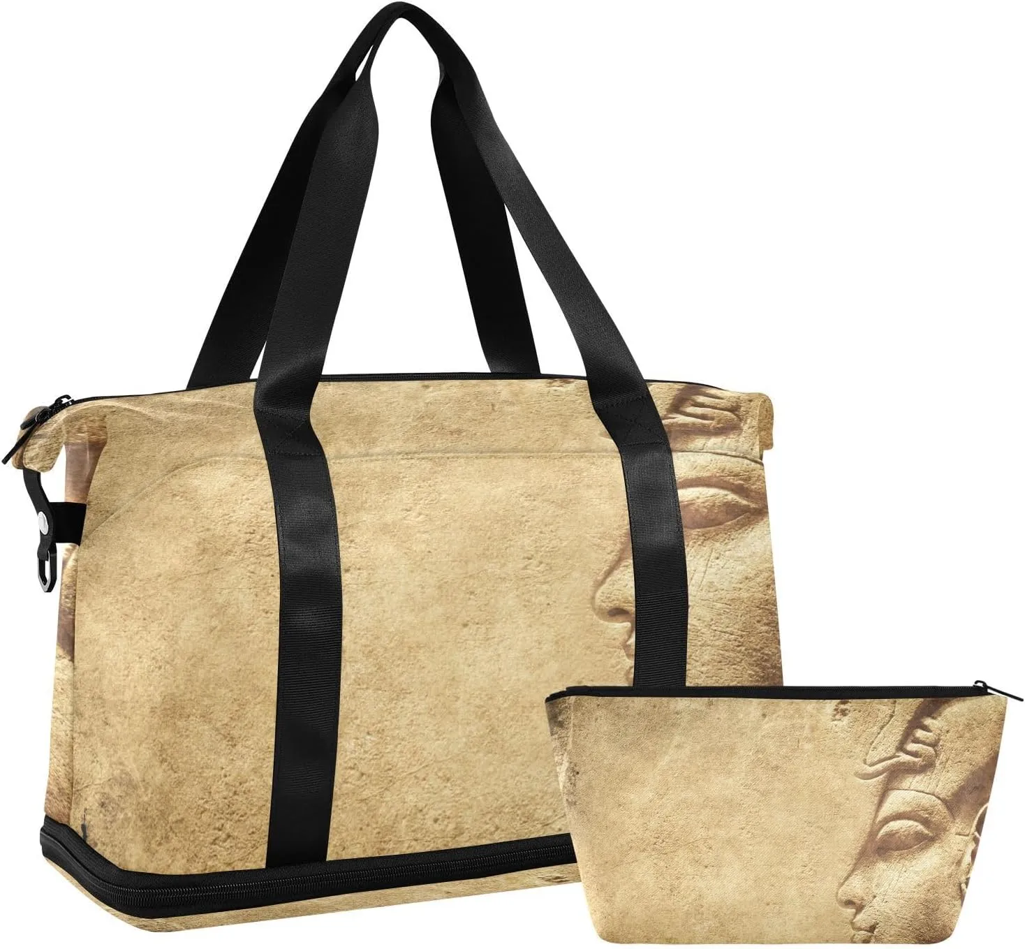 ALAZA Ancient Egyptian Stone Texture Travel Duffel Bag for Women Men Sports Gym Bag with Shoe Compartment Tote Weekender Overnight Bag with Wet Pocket for Travel, Gym,Yoga,Swimming