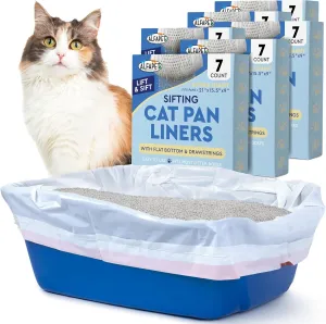 Alfapet Self Sifting Cat Litter Box Liners, Set of 42, Flat Bottom, Reinforced, XL Design for Large Trays, 13 Gallons