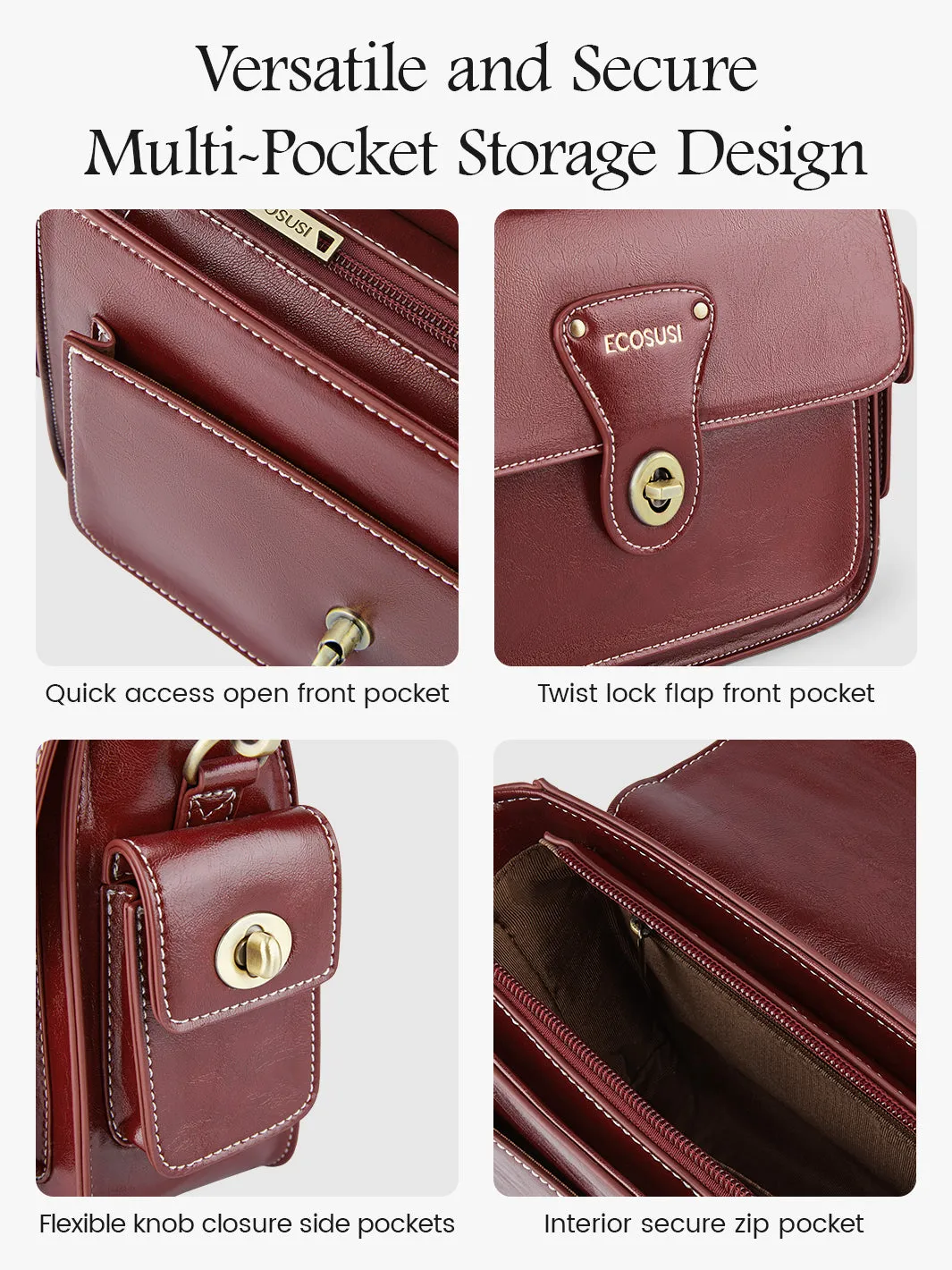 Alison Vintage Vegan Leather Crossbody Bag