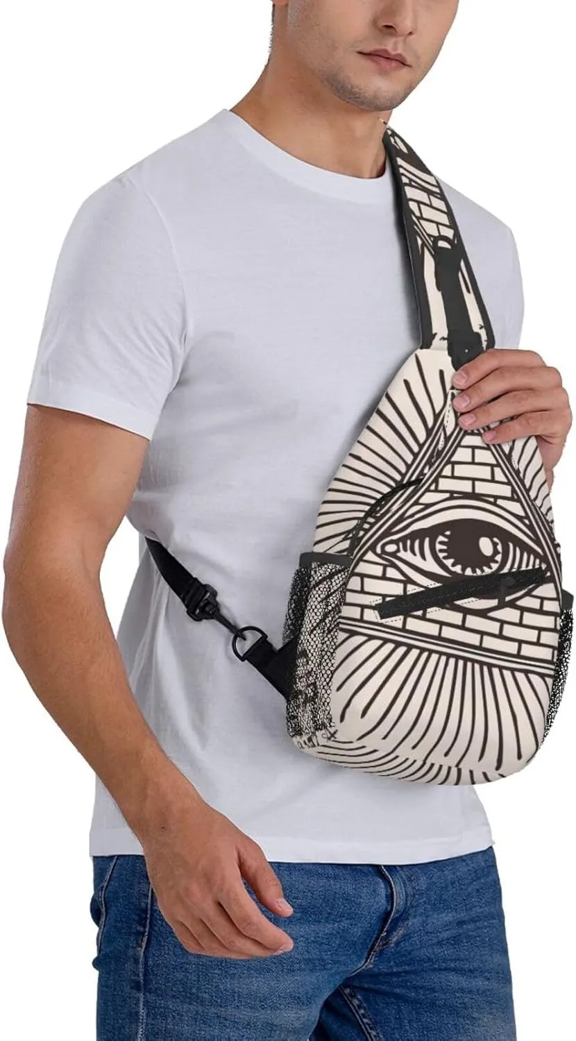 All Seeing Eye Of God Triangle Pyramidcrossbody Bag, Adjustable Shoulder Strap Chest Bag, Sports Travel, Running, Leisure Waist Bag
