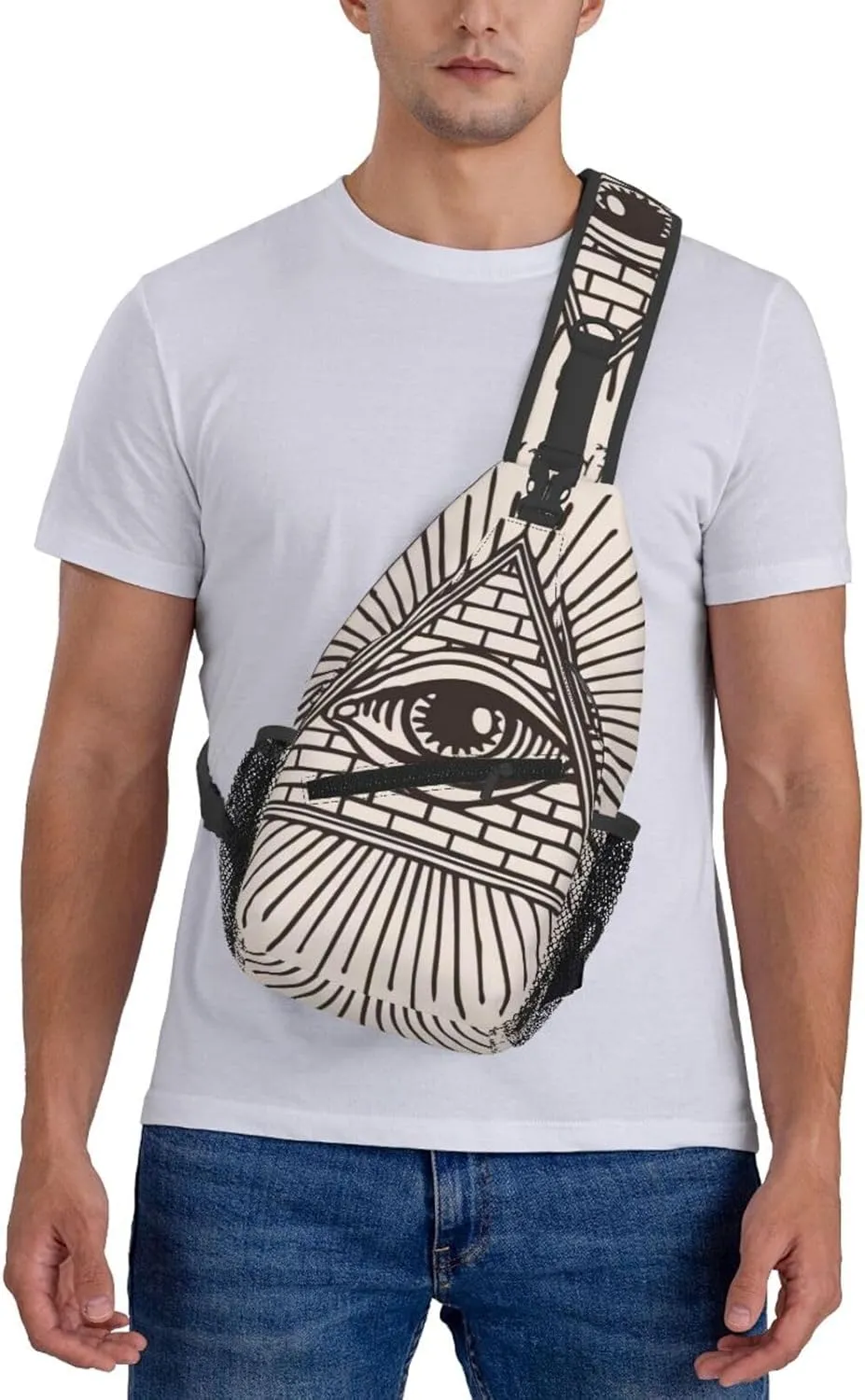 All Seeing Eye Of God Triangle Pyramidcrossbody Bag, Adjustable Shoulder Strap Chest Bag, Sports Travel, Running, Leisure Waist Bag