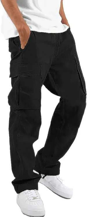 ALLABREVE Mens Casual Joggers Pants Hiking Drawstring Chino Cargo Pants Straight Leg Pants