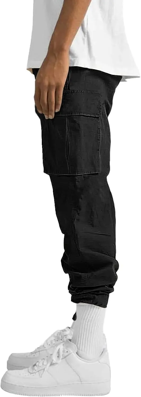 ALLABREVE Mens Casual Joggers Pants Hiking Drawstring Chino Cargo Pants Straight Leg Pants