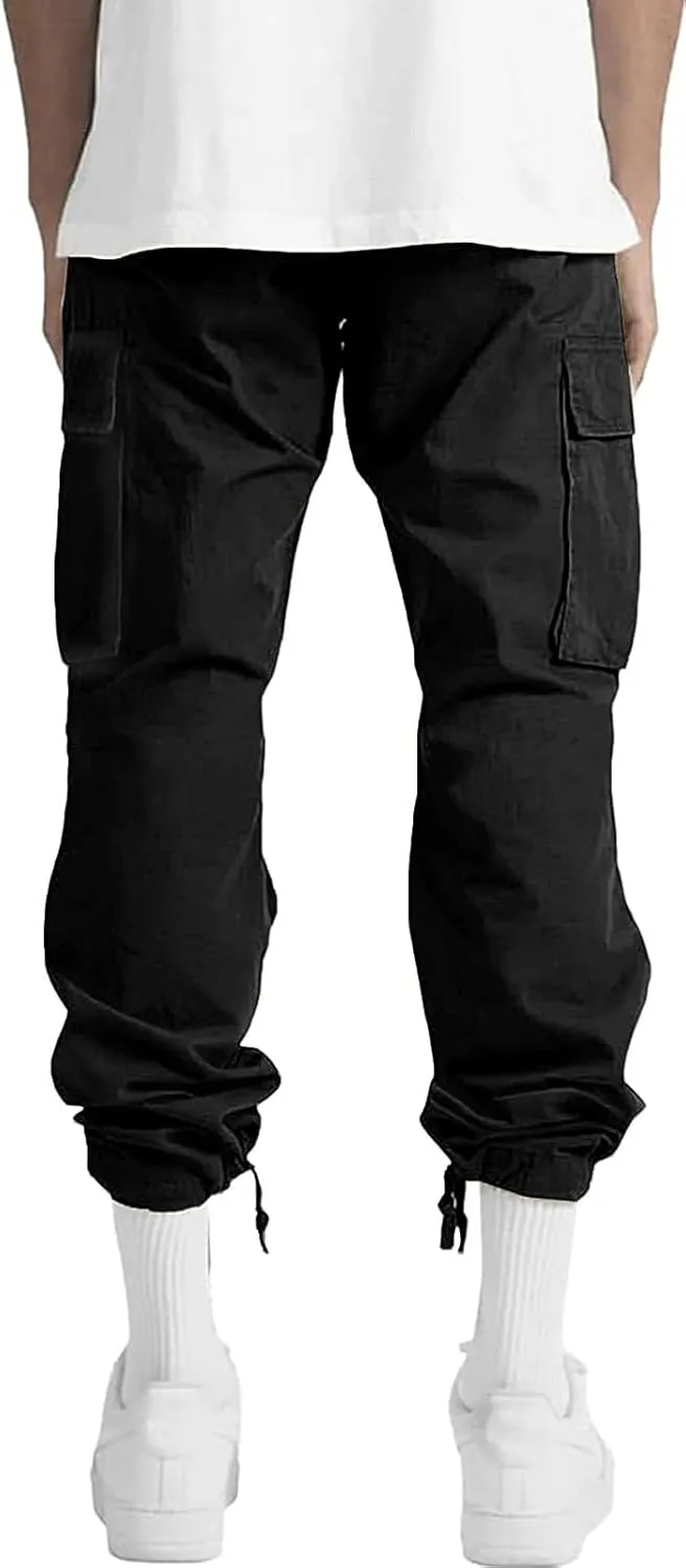 ALLABREVE Mens Casual Joggers Pants Hiking Drawstring Chino Cargo Pants Straight Leg Pants