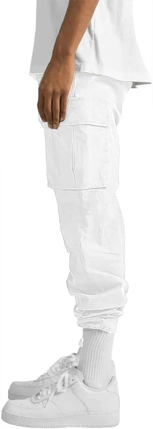 ALLABREVE Mens Casual Joggers Pants Hiking Drawstring Chino Cargo Pants Straight Leg Pants