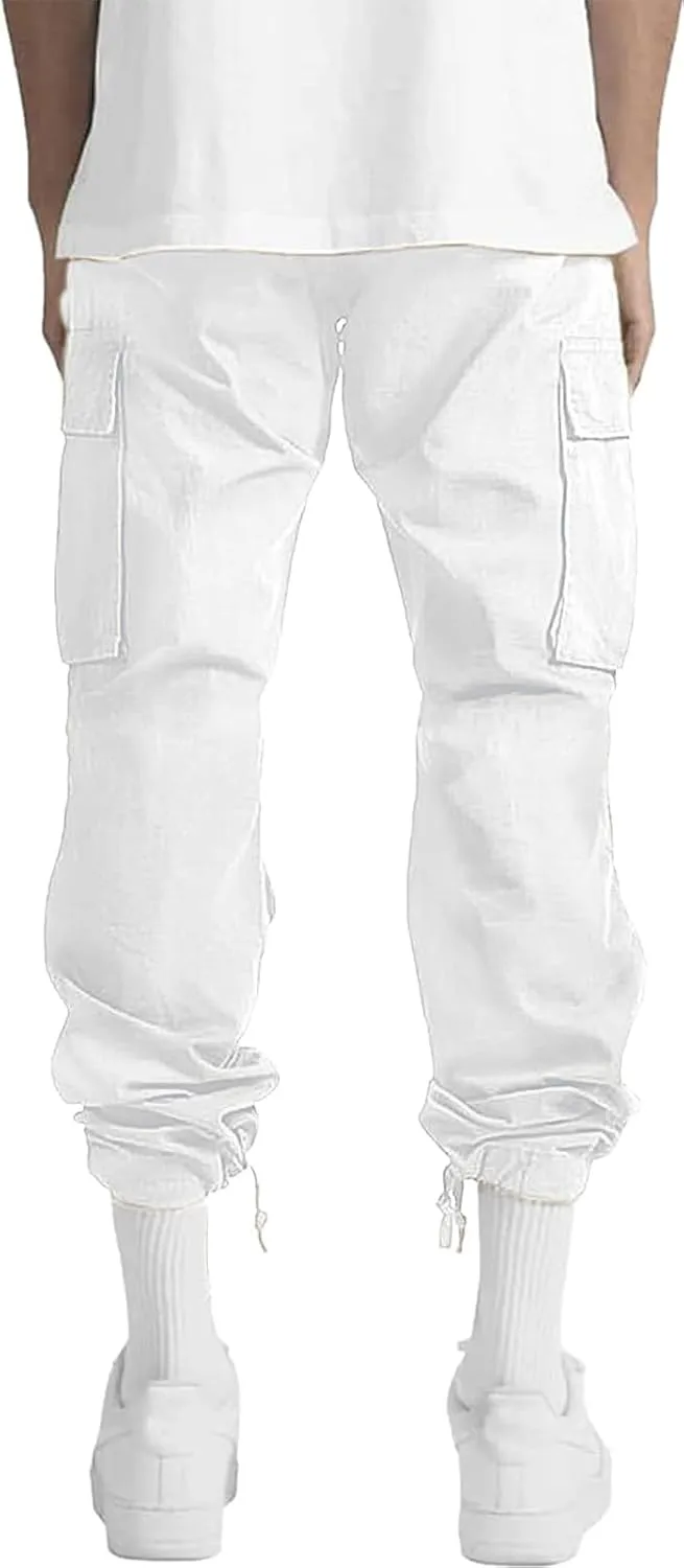 ALLABREVE Mens Casual Joggers Pants Hiking Drawstring Chino Cargo Pants Straight Leg Pants