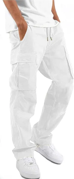 ALLABREVE Mens Casual Joggers Pants Hiking Drawstring Chino Cargo Pants Straight Leg Pants