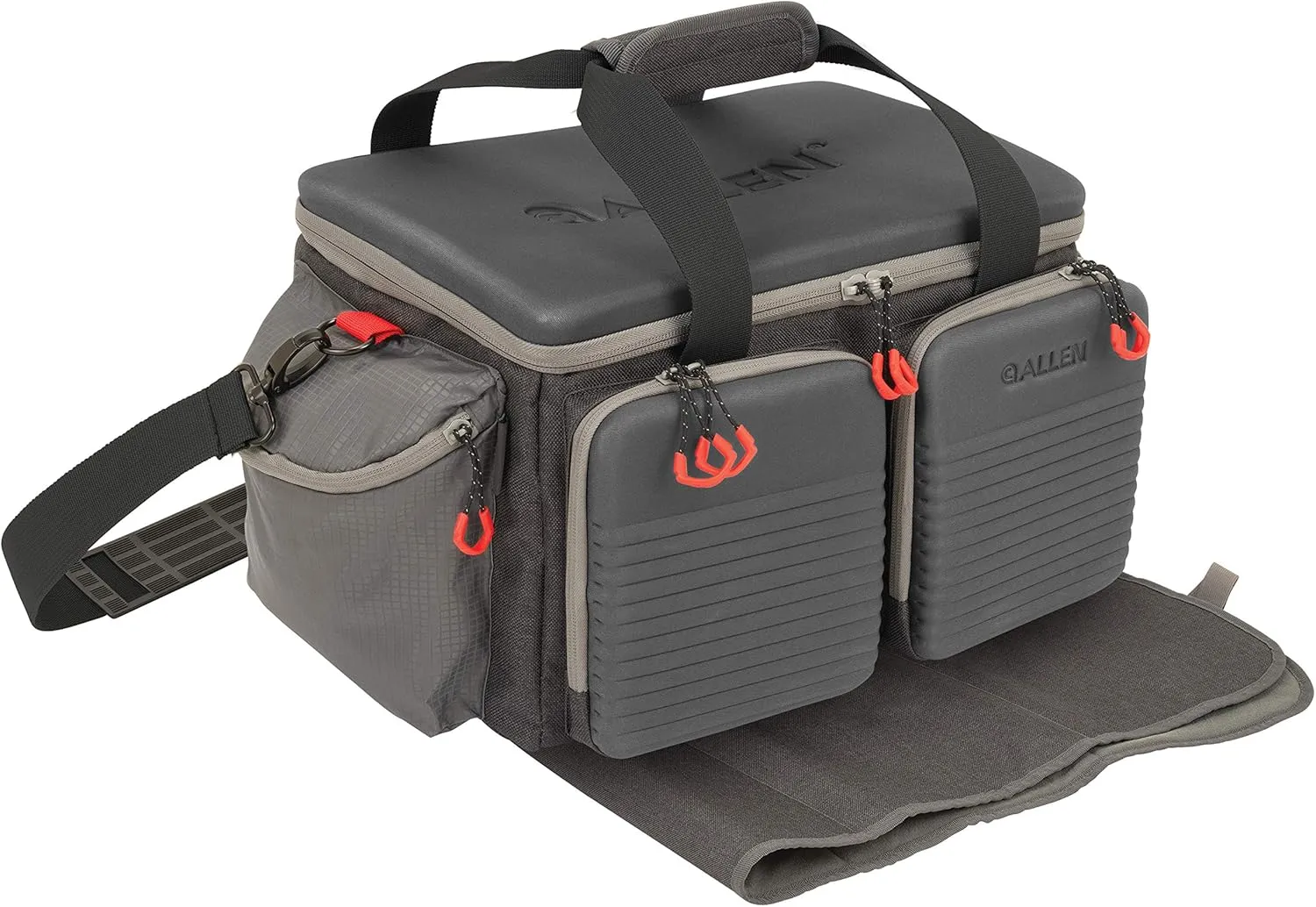 Allen Company Competitor Gun Range Bag - Premium Molded Design - Lockable - Included Internal Tote, Choke Tube Loops, and Fold-Up Gun Mat - 16.6" L x 9" W x 11.8" H - Gray
