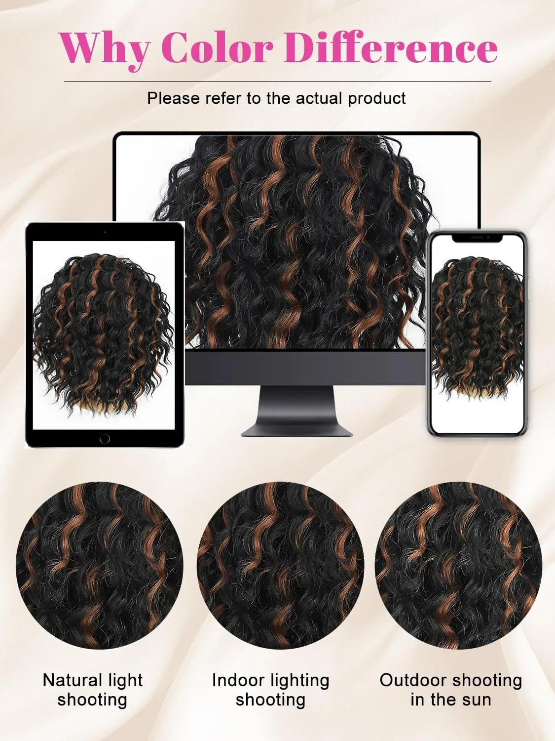 ALXNAN Wavy Curly Ponytail Extension, 8" Black With Highlights Drawstring Ponytail for Black Women Short Soft Natural Synthetic Hairpiece Thick For Daily Use