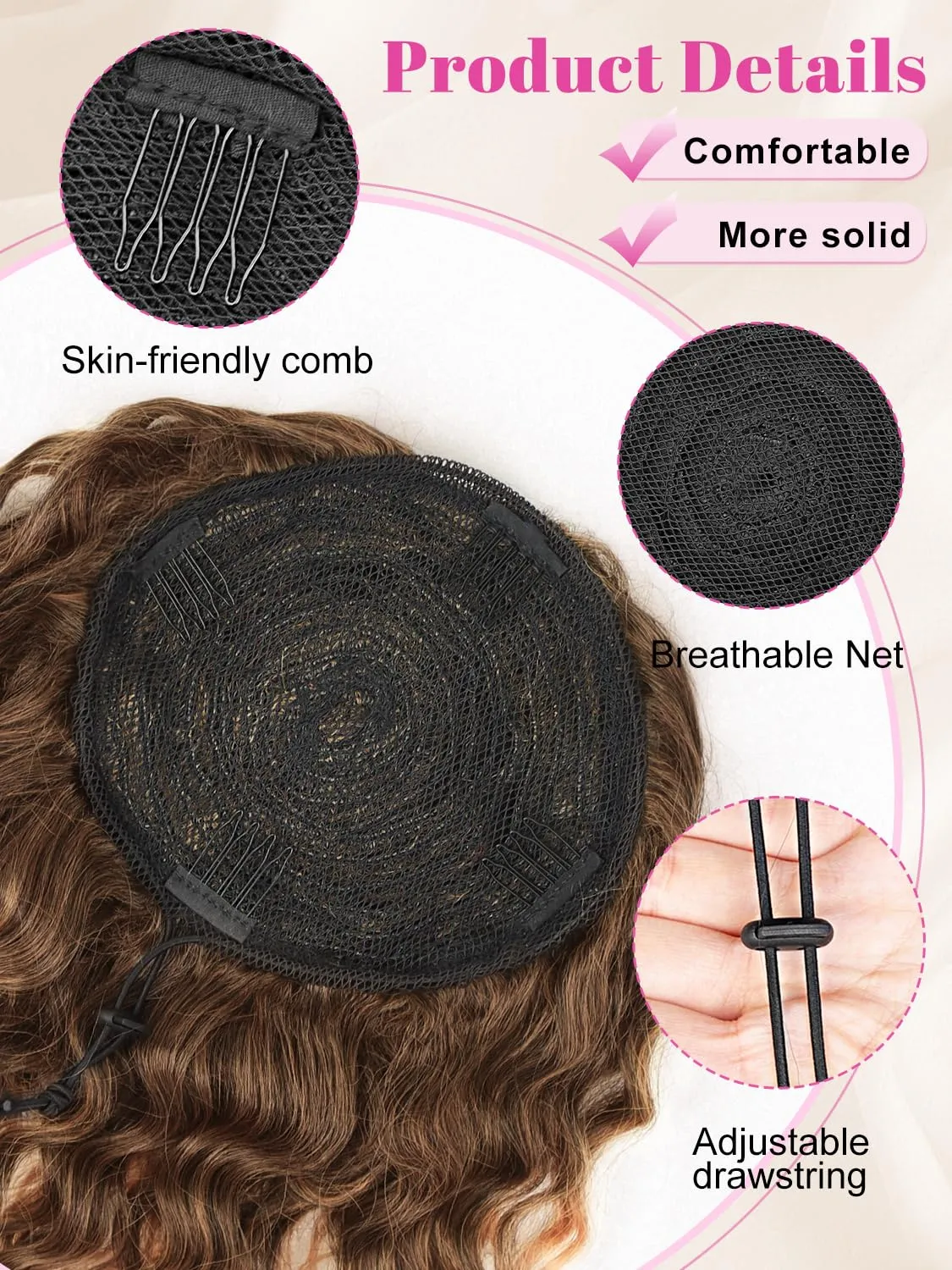 ALXNAN Wavy Curly Ponytail Extension, 8" Mix Brown & Blonde Drawstring Ponytail for Black Women Short Soft Natural Synthetic Hairpiece Thick For Daily Use