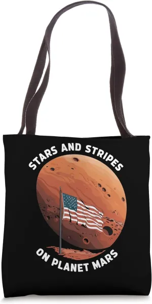 American Flag on Mars Unique Design Tote Bag