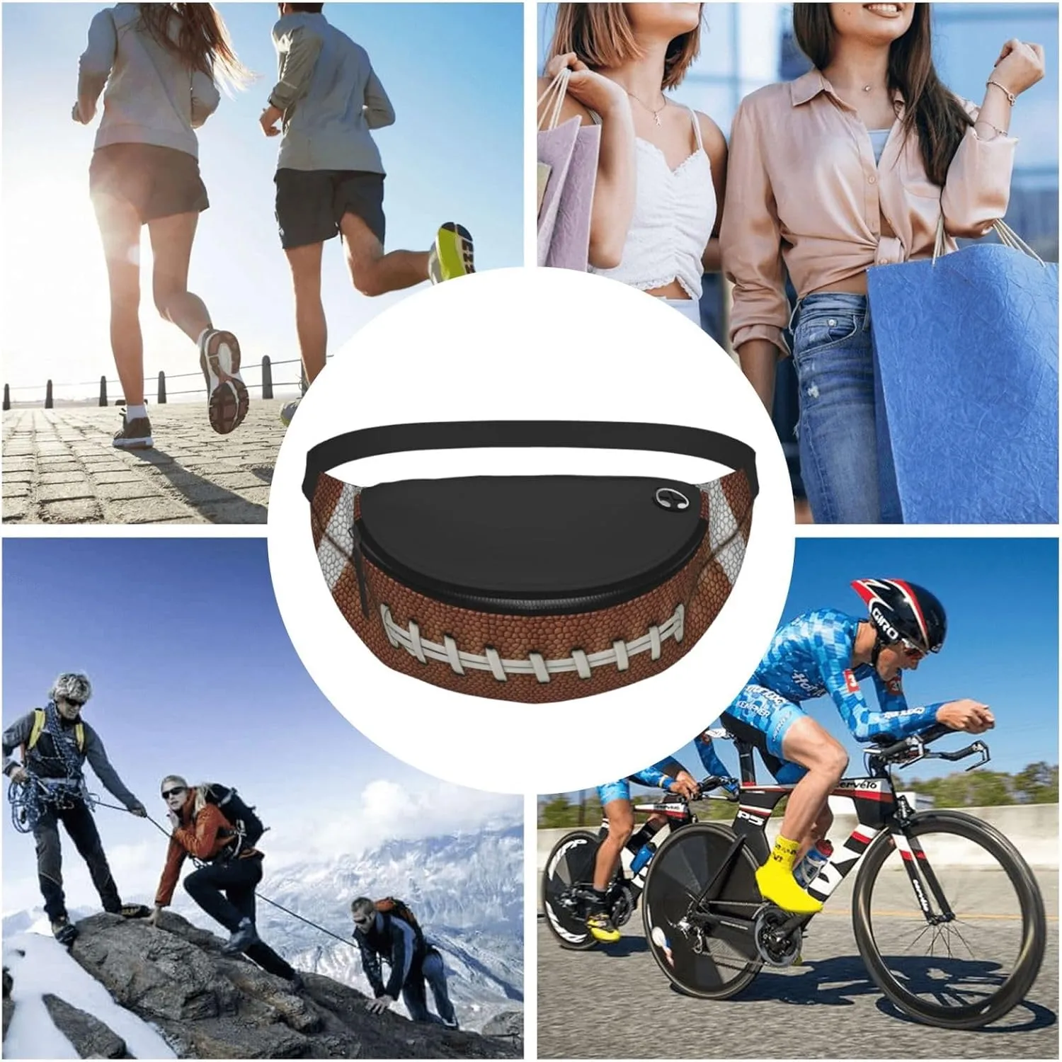 American Football Fanny Pack Waist Bag Adjustable Belt Bag For Men Women Fashion Sling Crossbody Hip Bum Bag Traveling Hiking Cycling Running