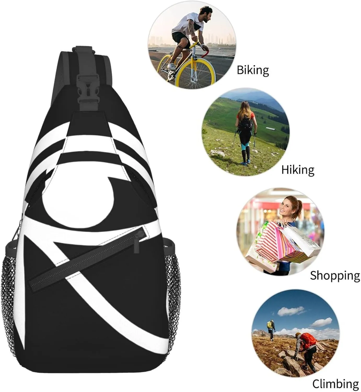 Ancient Ankh Egyptian Eye Symbolcrossbody Bag, Adjustable Shoulder Strap Chest Bag, Sports Travel, Running, Leisure Waist Bag