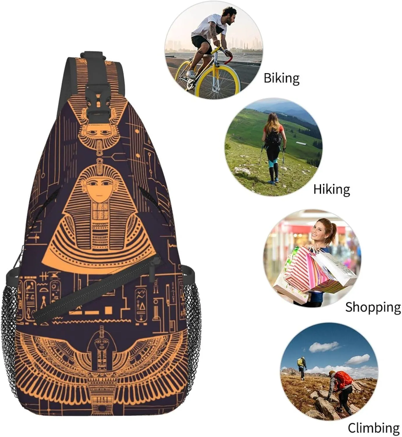 Ancient Egyptian Civilization Outdoor Crossbody Shoulder Bag For Unisex Young Adult Hiking Bicycling
