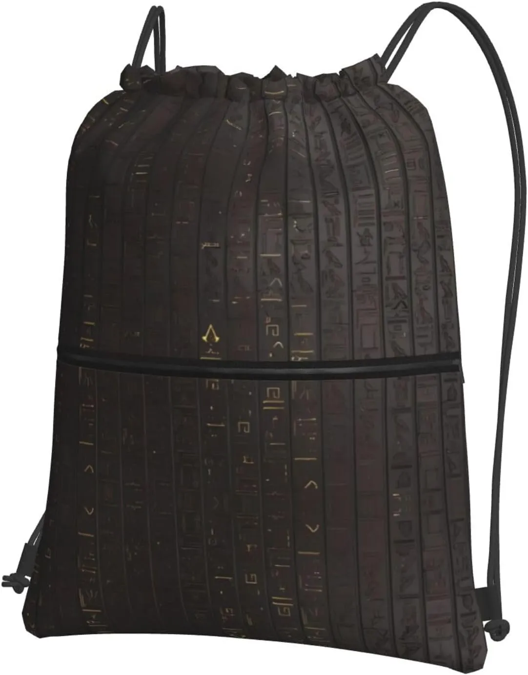 Ancient Egyptian Hieroglyph Print Nylon Drawstring Backpack â€“ Adjustable Lightweight Gym Bag for Sports, Travel, Camping & Hiking