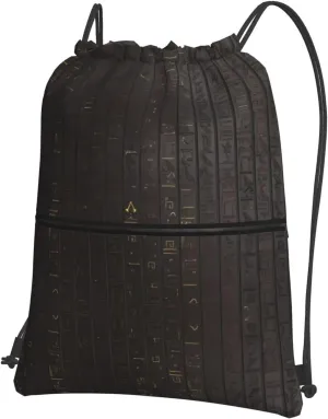 Ancient Egyptian Hieroglyph Print Nylon Drawstring Backpack â€“ Adjustable Lightweight Gym Bag for Sports, Travel, Camping & Hiking