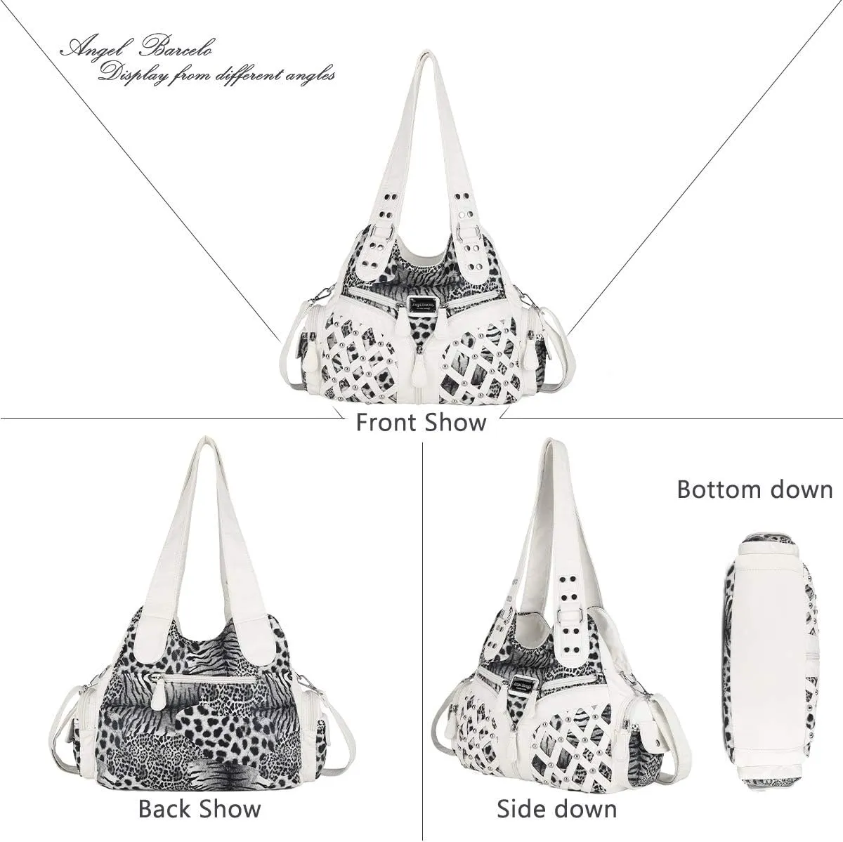 Angel Barcelo Purses and Handbags Women Tote Shoulder Top Handle Satchel Hobo Bags Fashion Washed PU Leather Purse