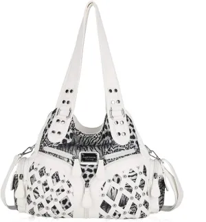 Angel Barcelo Purses and Handbags Women Tote Shoulder Top Handle Satchel Hobo Bags Fashion Washed PU Leather Purse