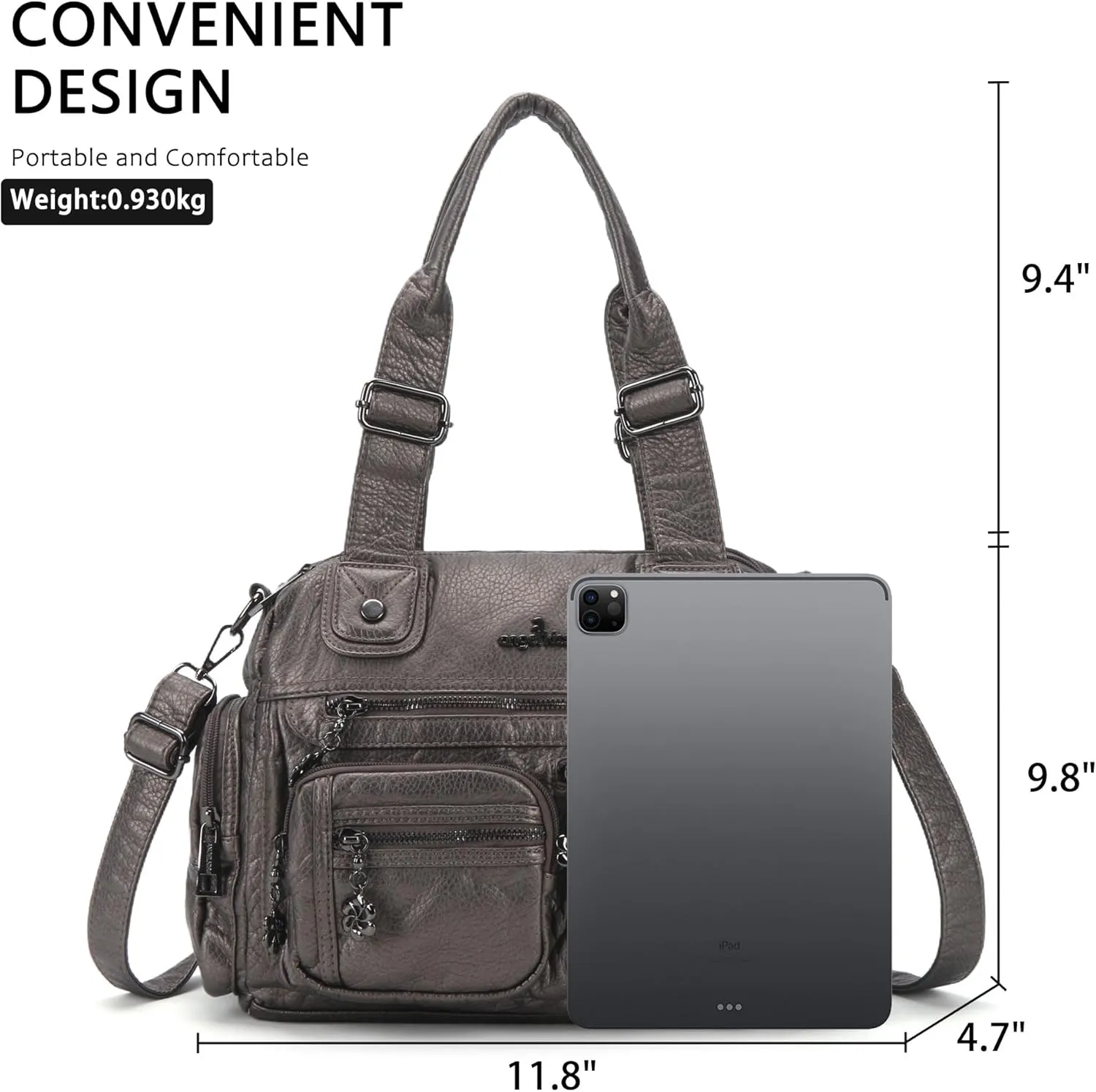 Angel Kiss Large Purses for Women Multi Pocket Hobo Handbag Ladies Tote Satchel Bag Soft Leather Shoulder Bag
