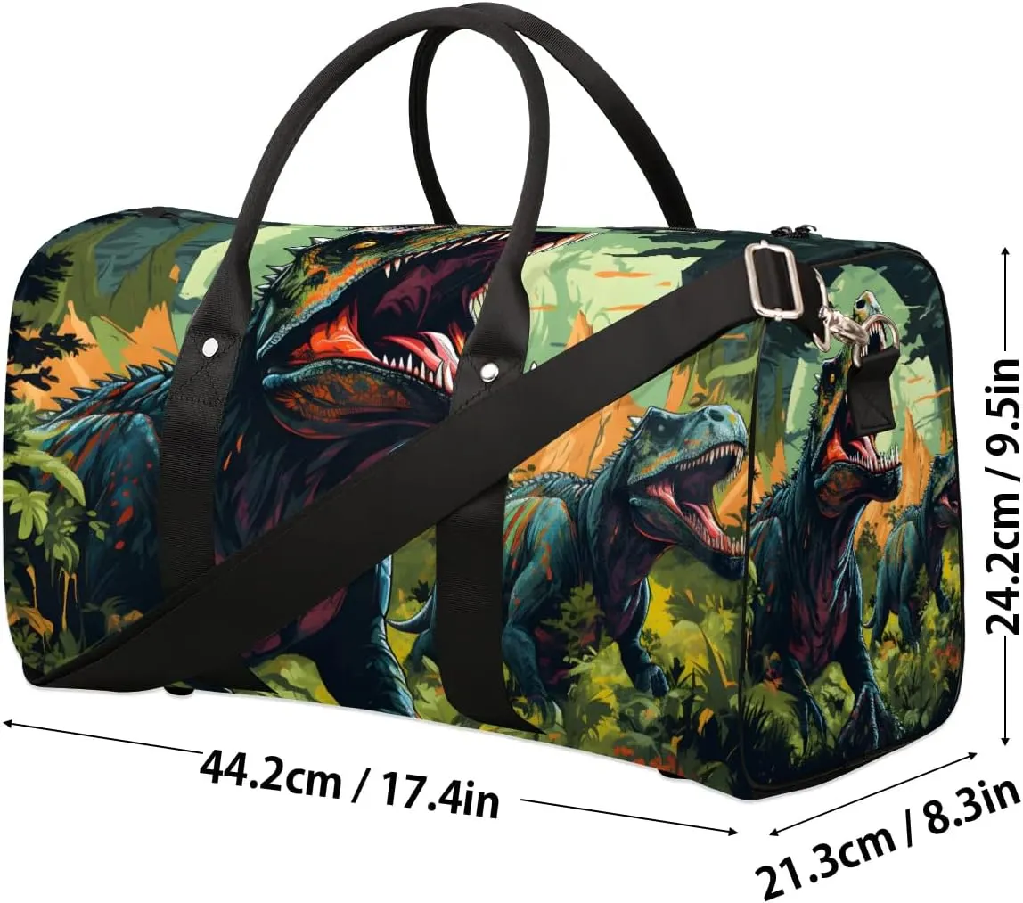 Animal Dinosaur Travel Duffel Bag for Women Men Waterproof Foldable Overnight Weekender Bag Large Capacity Sports Gym Bag