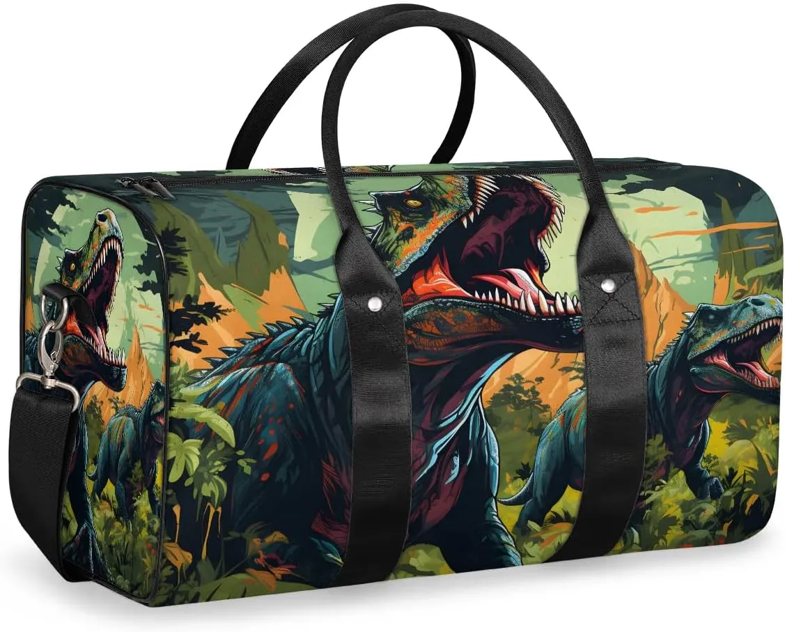 Animal Dinosaur Travel Duffel Bag for Women Men Waterproof Foldable Overnight Weekender Bag Large Capacity Sports Gym Bag