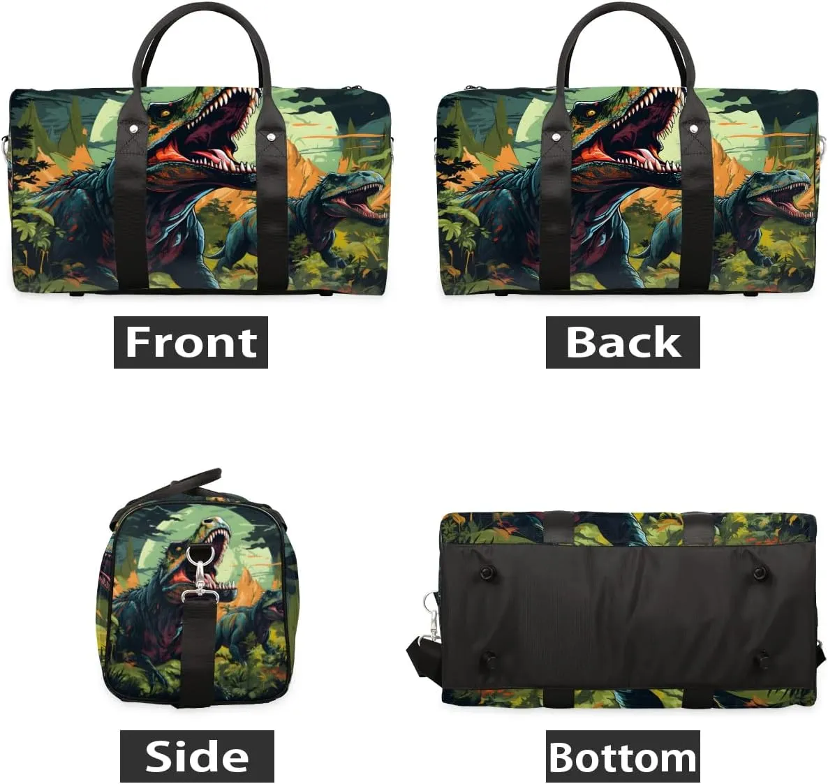 Animal Dinosaur Travel Duffel Bag for Women Men Waterproof Foldable Overnight Weekender Bag Large Capacity Sports Gym Bag