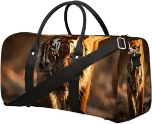 Animal Tiger Print Travel Duffel Bag for Women Men Waterproof Foldable Overnight Weekender Bag Large Capacity Sports Gym Bag