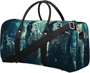 Animal Wolf Travel Duffel Bag for Women Men Waterproof Foldable Overnight Weekender Bag Large Capacity Sports Gym Bag
