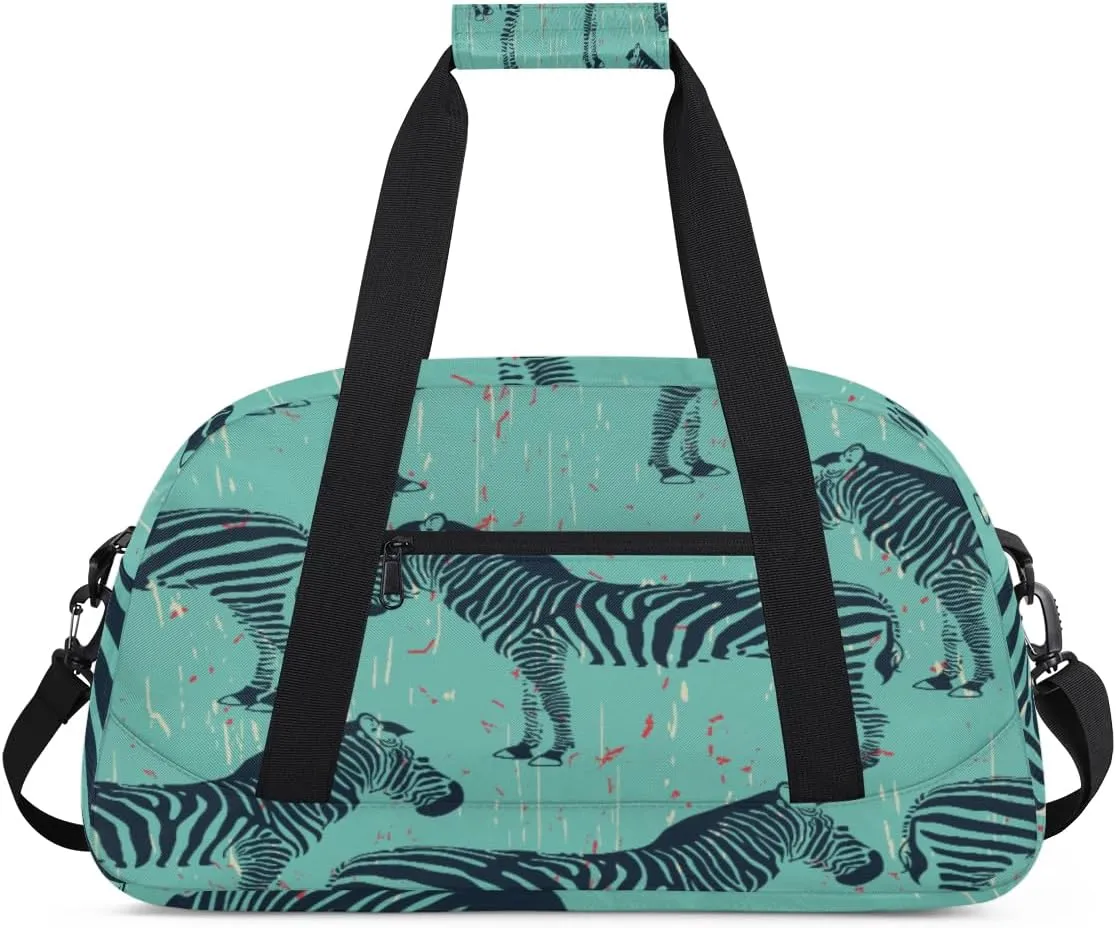 Animal Zebra Gym Duffel Bag for Men Women Anime Pattern Sports Tote Bag with Adjustable Shoulder Strap for Dance Gymnastics Traveling Outdoor Camping Overnight Stay