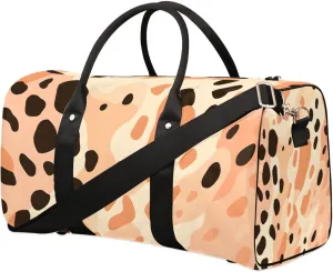 Animals Leopard Print Travel Duffel Bag for Women Men Waterproof Foldable Overnight Weekender Bag Large Capacity Sports Gym Bag