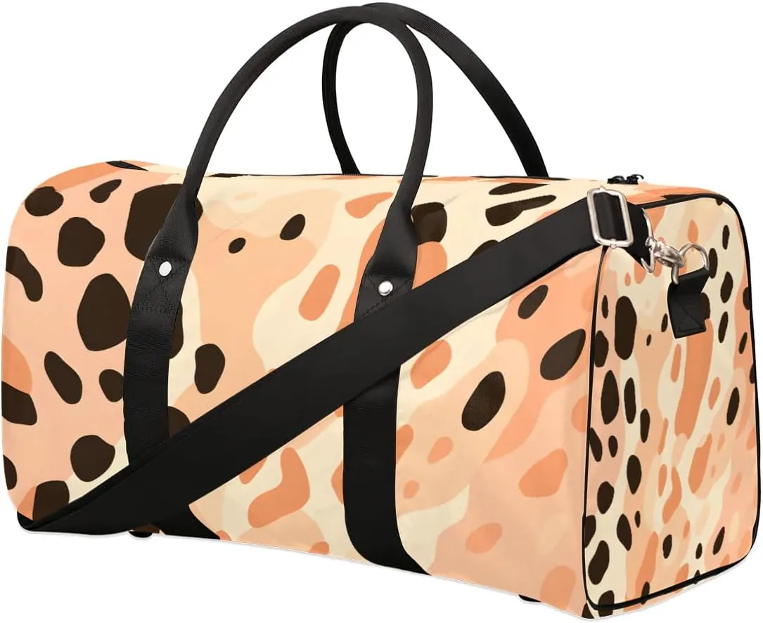 Animals Leopard Print Travel Duffel Bag for Women Men Waterproof Foldable Overnight Weekender Bag Large Capacity Sports Gym Bag