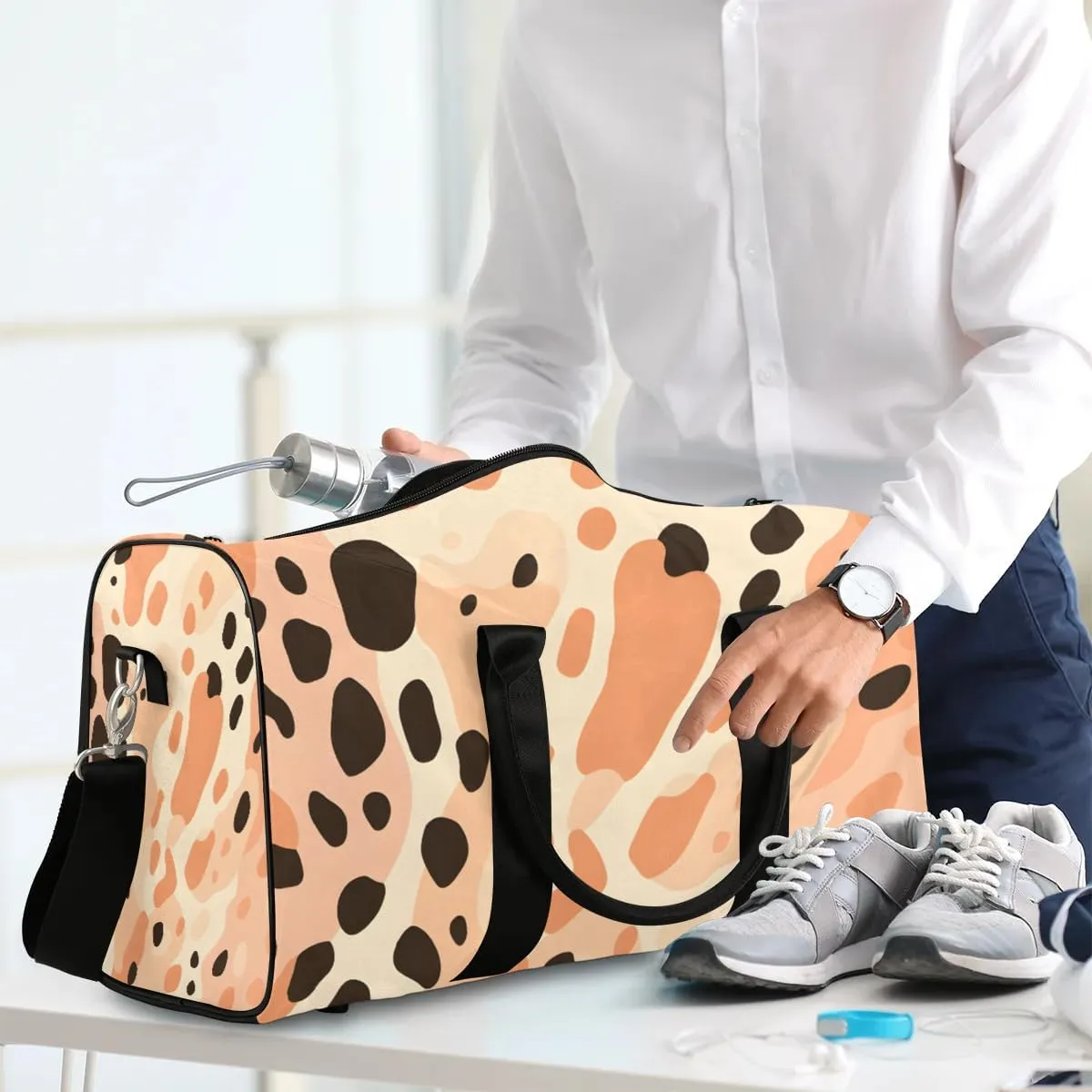 Animals Leopard Print Travel Duffel Bag for Women Men Waterproof Foldable Overnight Weekender Bag Large Capacity Sports Gym Bag