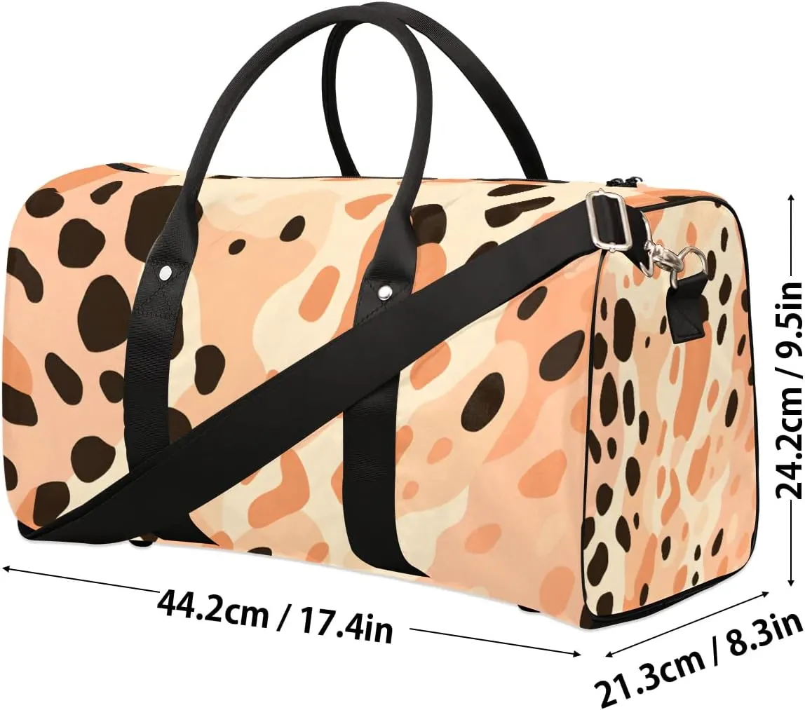 Animals Leopard Print Travel Duffel Bag for Women Men Waterproof Foldable Overnight Weekender Bag Large Capacity Sports Gym Bag