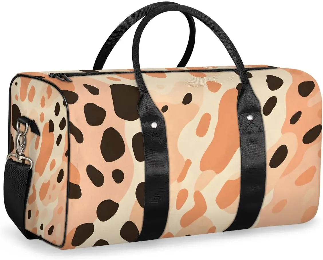 Animals Leopard Print Travel Duffel Bag for Women Men Waterproof Foldable Overnight Weekender Bag Large Capacity Sports Gym Bag
